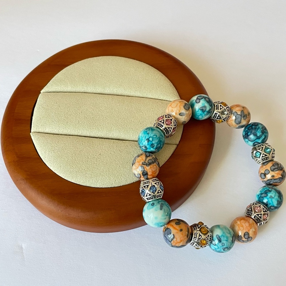 New Artificial Marble Beads Stretch Bracelet